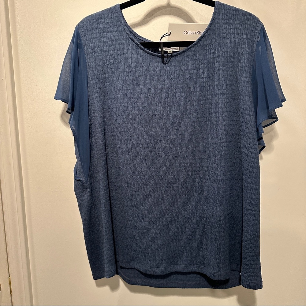 NEW Calvin Klein Women's Elegant Blue Blouse - 2X